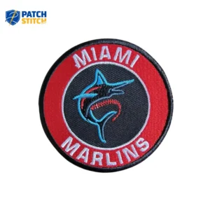 Miami Marlins Fish Round Red Logo Embroidery Iron-on Patch