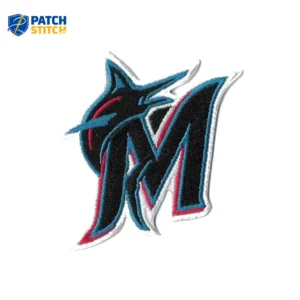 Miami Marlins “M” Black Logo Embroidered Iron-on Patch