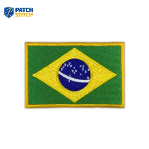 embroided Brazil Flag Patch with golden borders