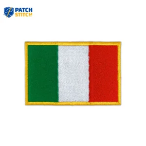 Embroidery Italy Flag Patch With Golden Border
