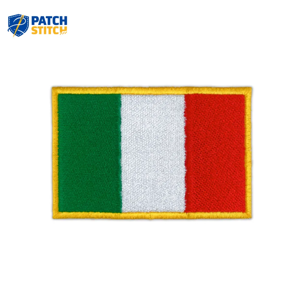 Chicago (13) Embroidery Italy Flag Patch With Golden Border