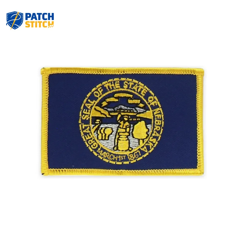 Chicago (15) Nebraska State Flag Embroidery Golden Border Patch