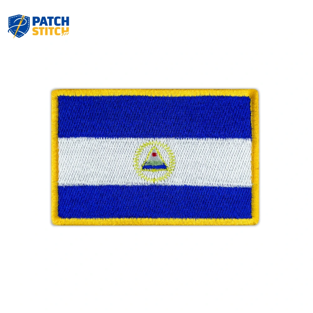 Chicago White Sox MLB Vintage Iron-on Patch This patch is all about honoring history, as the word “vintage” says. The embroidery feels rich and textured that reminds of the old days of Sox basebal (6) Nicaragua Flag Embroidered Golden Border Patch